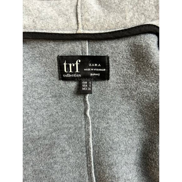 Zara TRF Collection Fleece Cardigan Trench Coat One Button Light Gray Women’s S - Picture 7 of 8